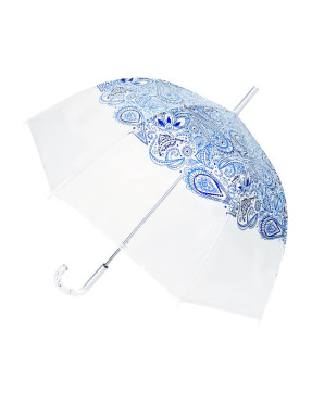 Smati parapluie long transparent automatique paisley bleu