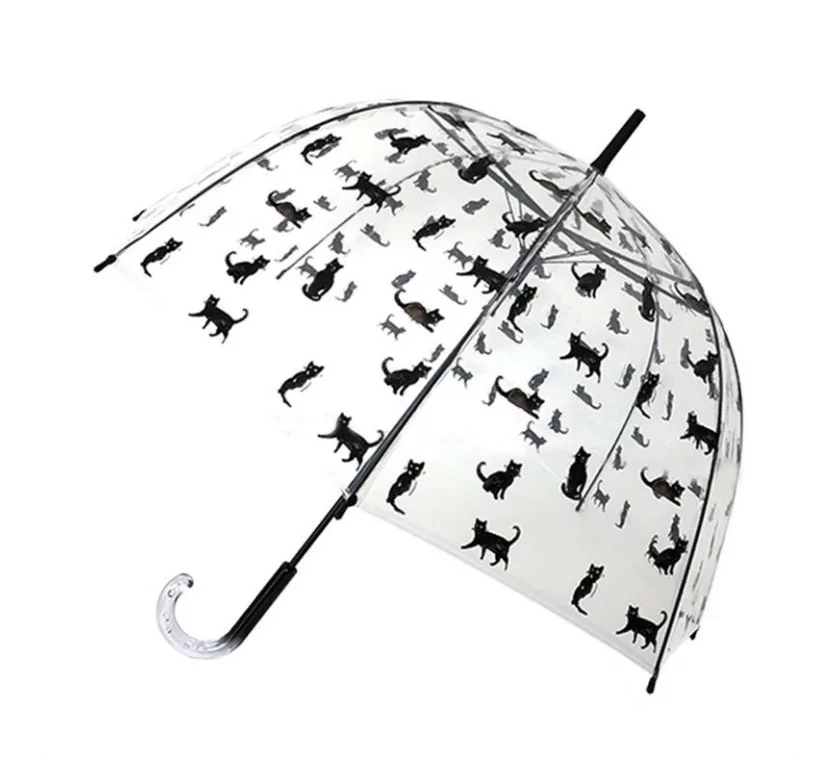 smati parapluie transparent chat noir
