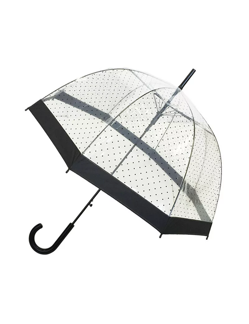 Smati parapluie femme transaparent aux pois noirs