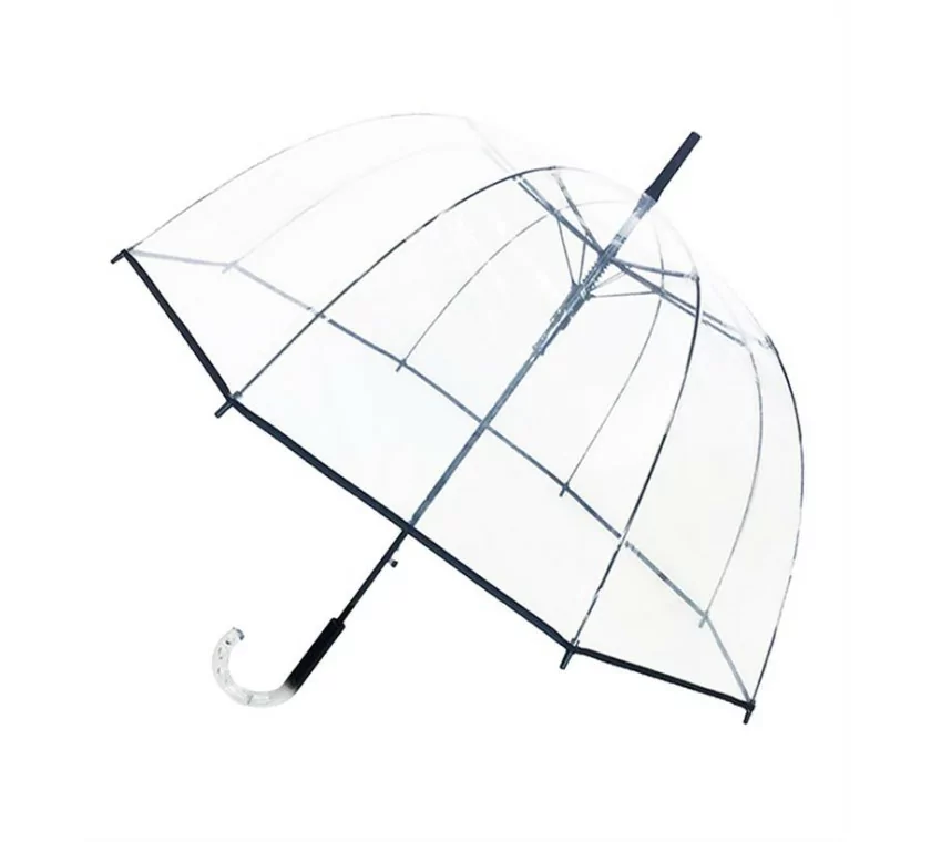 Smati parapluie long cloche transparent bordure noire