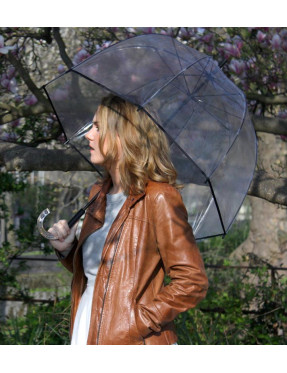 Smati parapluie long cloche transparent bordure noire