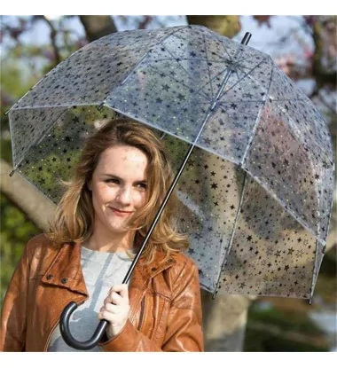 Smati parapluie long transparent automatique étoilés