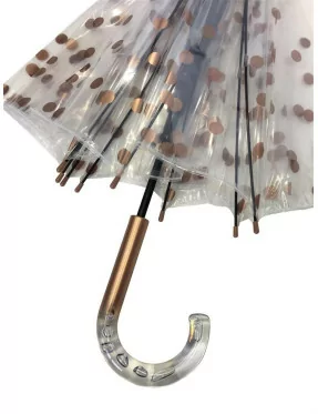 Smati parapluie transparent automatique pois cuivrés