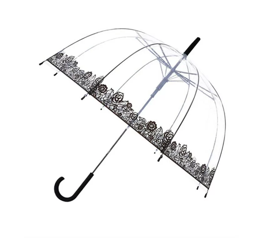 Smati parapluie long automatique transparent dentelle