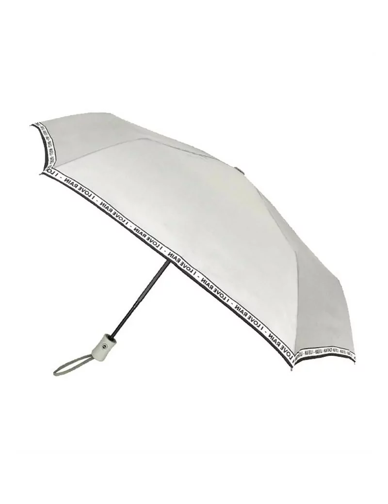 Smati petit parapluie compact gris clair I love rain