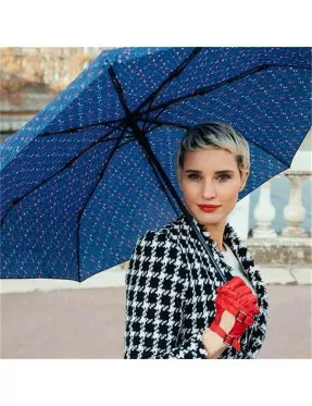 Smati parapluie femme pliant bleu motif géométrique