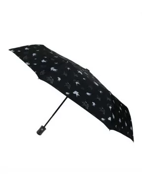Smati petit parapluie automatique noir avec oiseaux