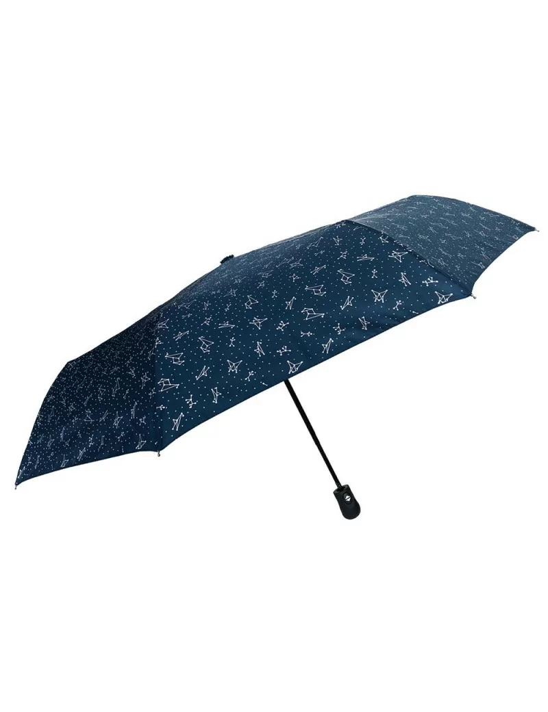 Smati parapluie pliant bleu avec constellation argentée