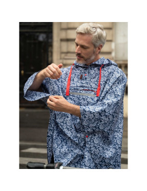 Poncho femme paisley bleu