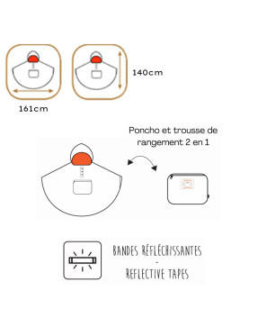 SMATI poncho noir pour femme et homme modèle mixte