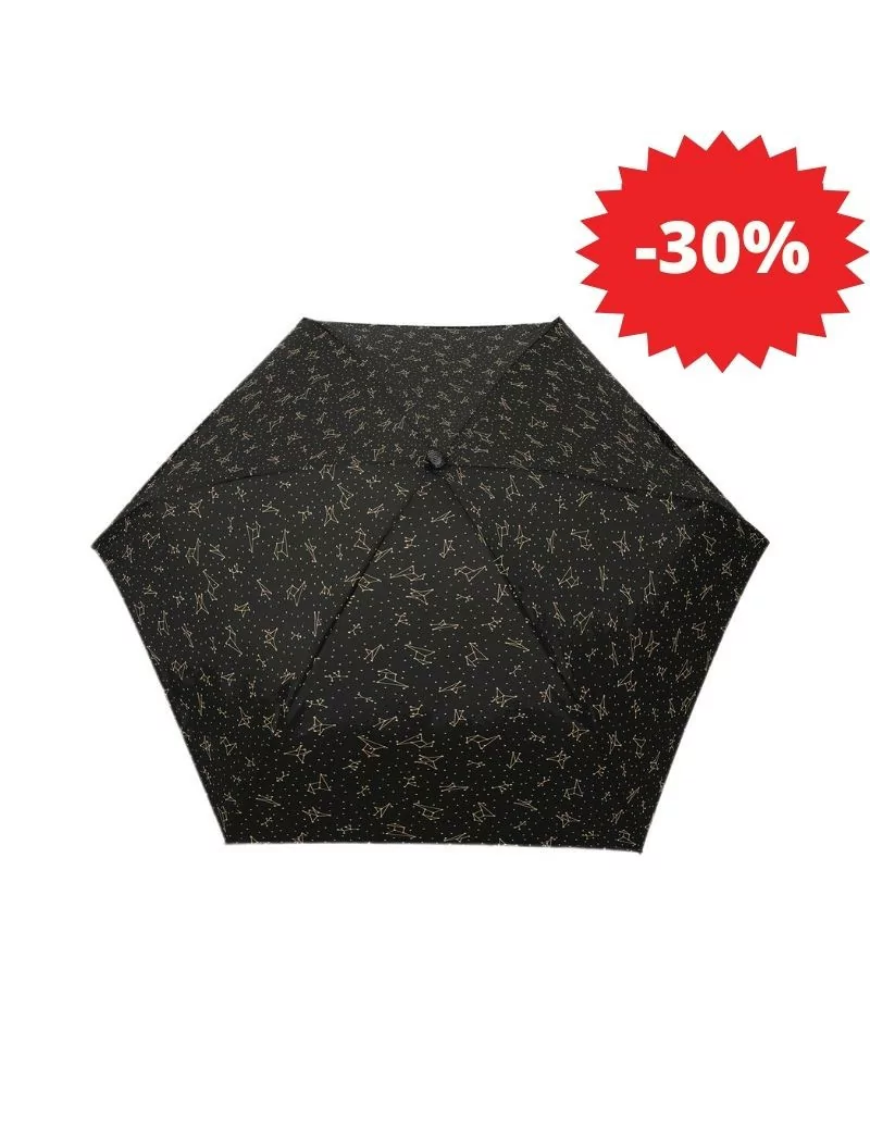 Smati mini parapluie noir avec constellation dorée