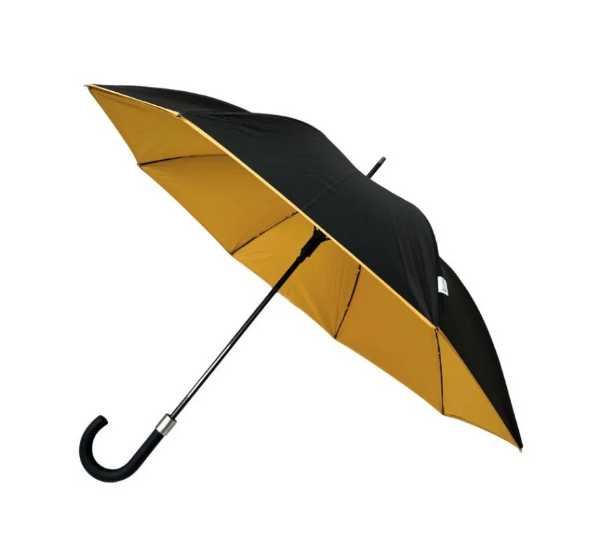 Smati parapluie original double toile noir et jaune moutarde Smati parapluie original double toile noir et jaune moutarde