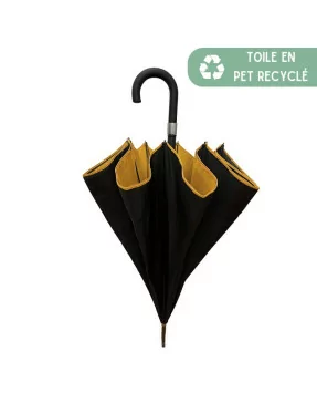 Smati parapluie original double toile noir et jaune moutarde