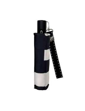 Smati Parapluie compact automatique Noir Graphique avec la dragonne Couture noire