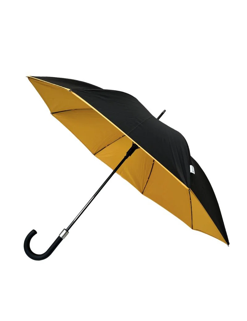 Smati parapluie original double toile noir et jaune moutarde