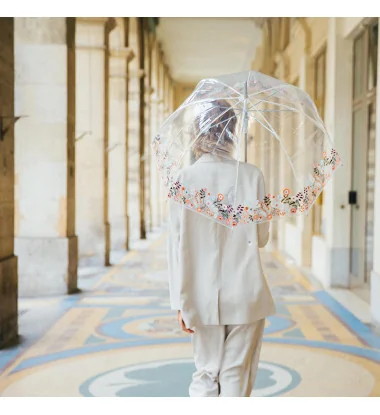 smati parapluie transparent fleurs