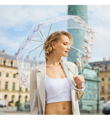 smati parapluie transparent fleurs