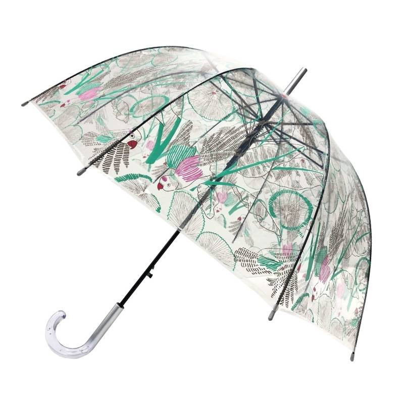 parapluie transparent cloche perroquet