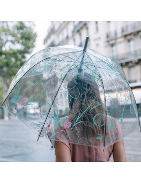 parapluie transparent cloche perroquet