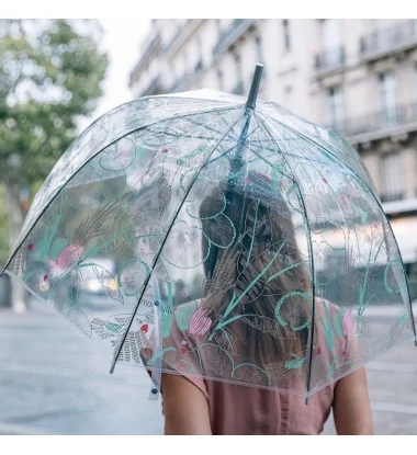 parapluie transparent cloche perroquet