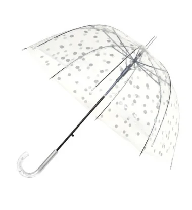 Smati parapluie femme transparent cloche pois argentés