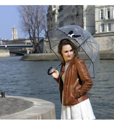Smati parapluie femme transparent à motif chien