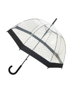 Smati parapluie femme transparent aux pois noirs