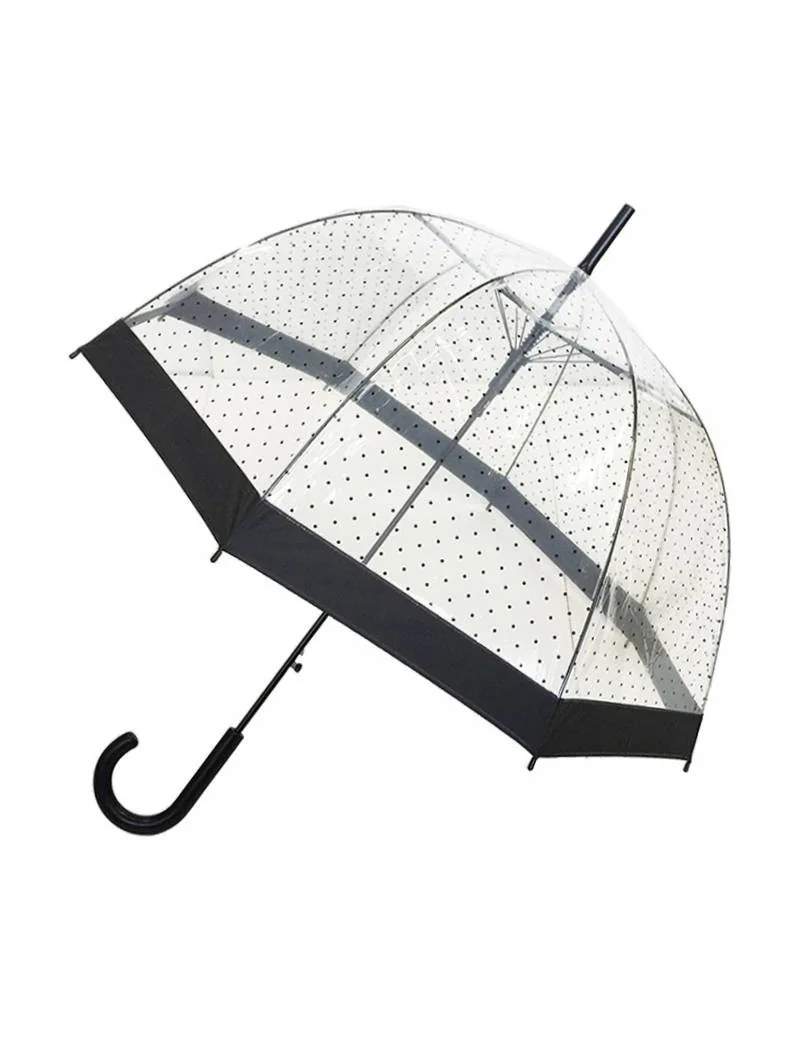 Smati parapluie femme transparent aux pois noirs