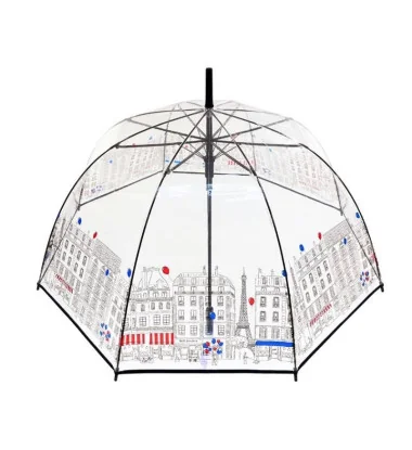 Smati parapluie transparent cloche paris skyline