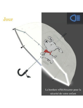 Smati parapluie transparent enfant petit chien blanc