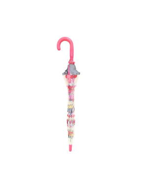 Smati parapluie transparent enfant papillons et cœurs en rose