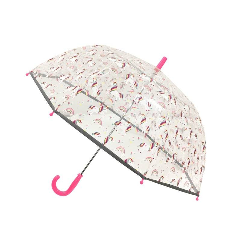 parapluie enfant fille transparent licorne avec bordure réfléchissante