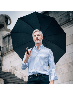 smati parapluie noir résistant au vent poignée bois évènement