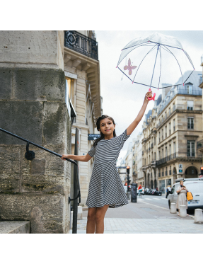 Smati parapluie transparent enfant papilllon rose
