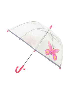 Smati parapluie transparent enfant papilllon rose