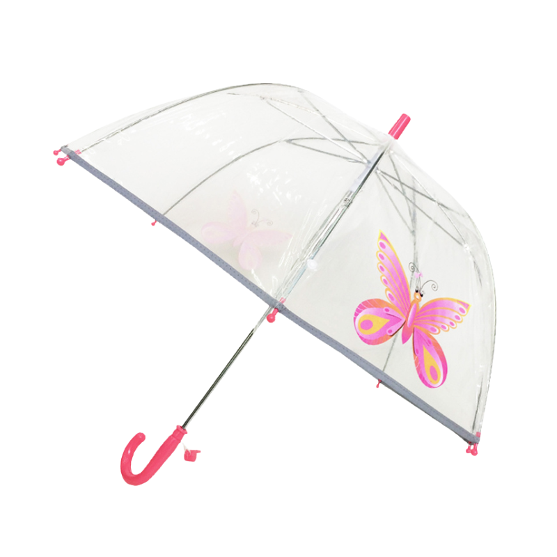 Smati parapluie transparent enfant papilllon rose