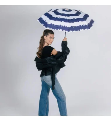 smati parapluie mains libres compact automatique marinère bleu foncé avec sa dragonne couture