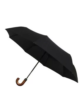 Smati parapluie pliable noir avec poignée en bois