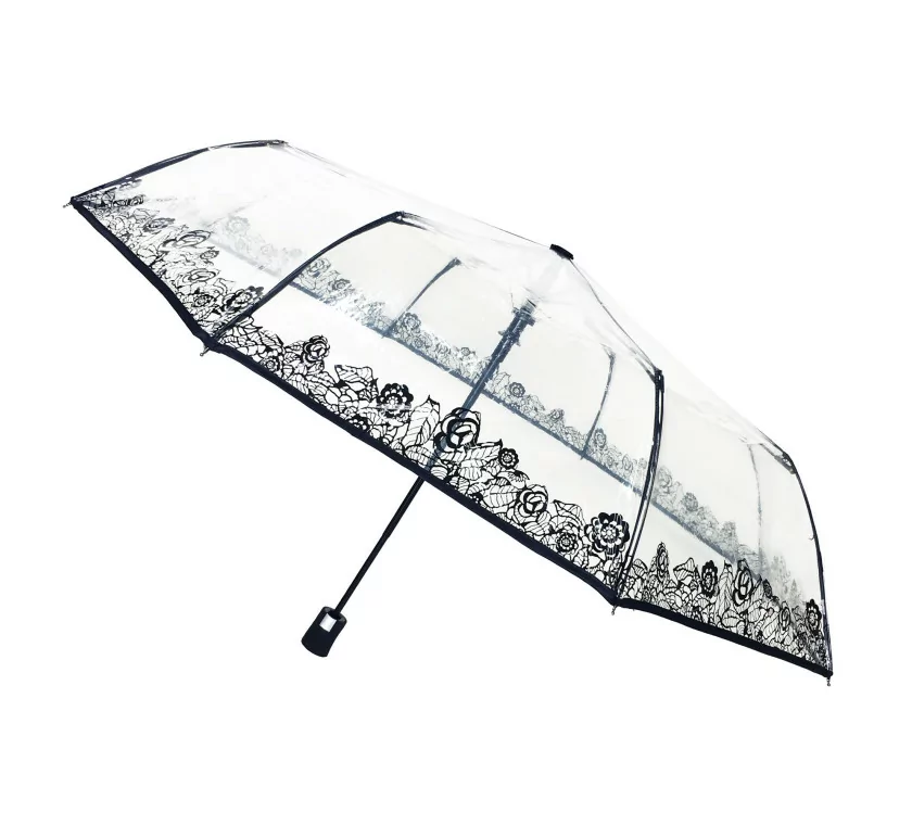 Smati petit parapluie transparent avec bordure florale